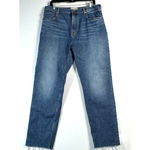 Everlane The Cheeky Jean Women's Blue Denim Straight Leg Raw Hem Size 32‎